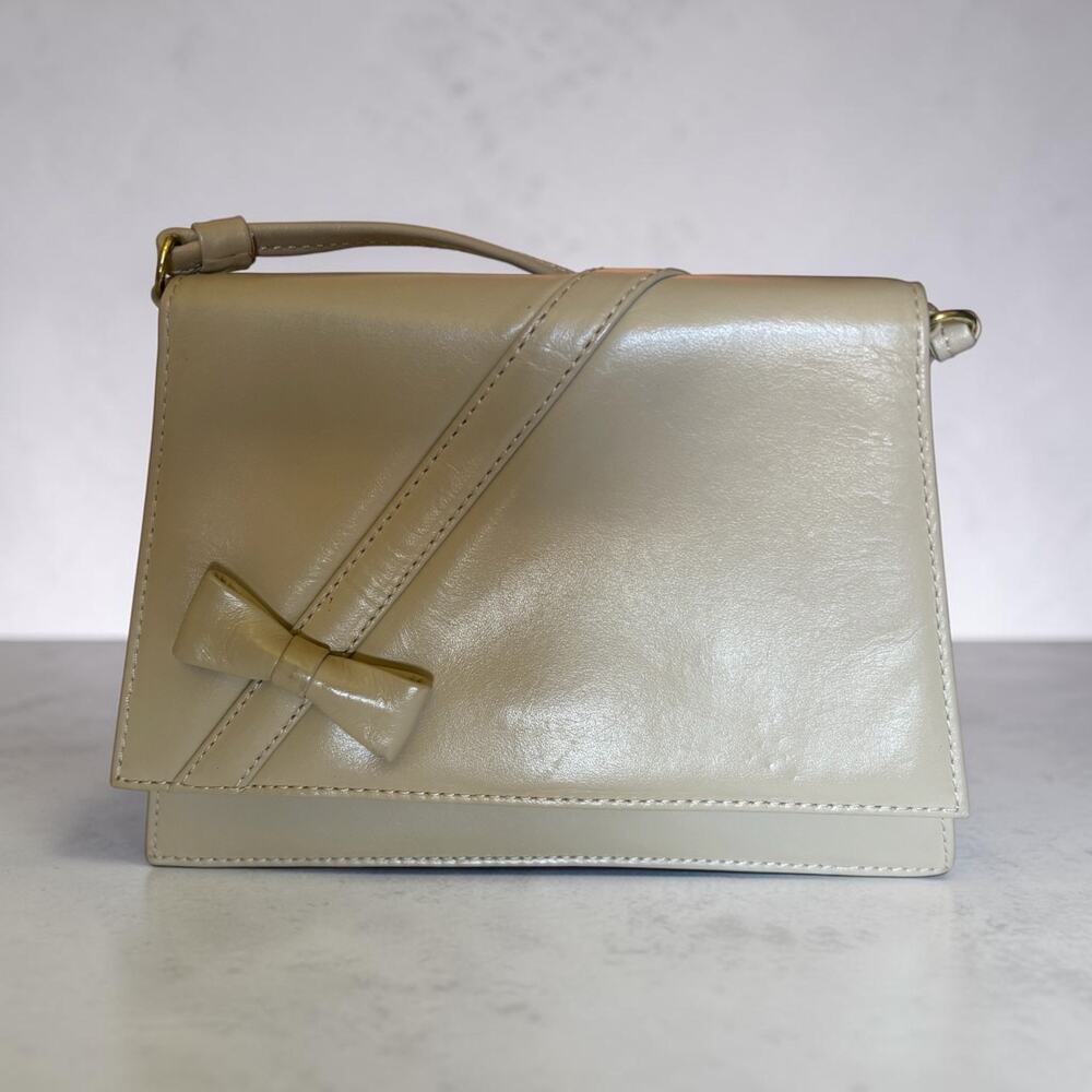 Anne Klein Mini Crossbody Black Gold Swag Chain Faux Pebbled Leather Bag